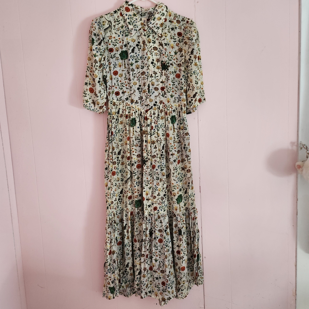 Samantha Pleet Illuminated Print Ivory Dress